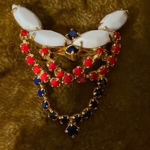 Vintage Red, White & Blue Brooch